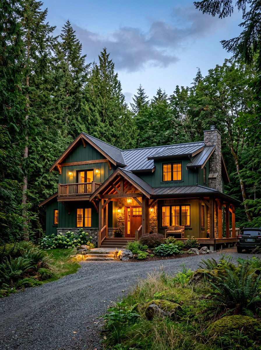 Forest green vertical siding - 30 board and batten exterior trim ideas