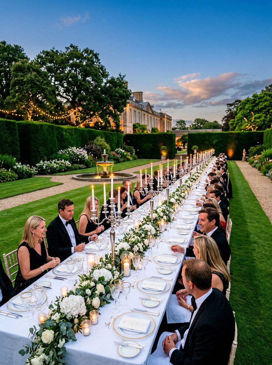 Formal Black Tie Garden Event - 30 candlelit garden dinner ideas