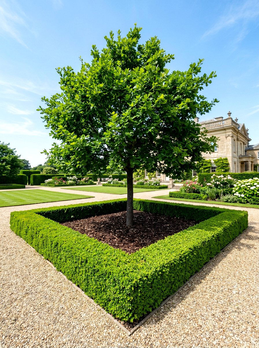 Formal Boxwood Border - 30 tree border landscaping ideas