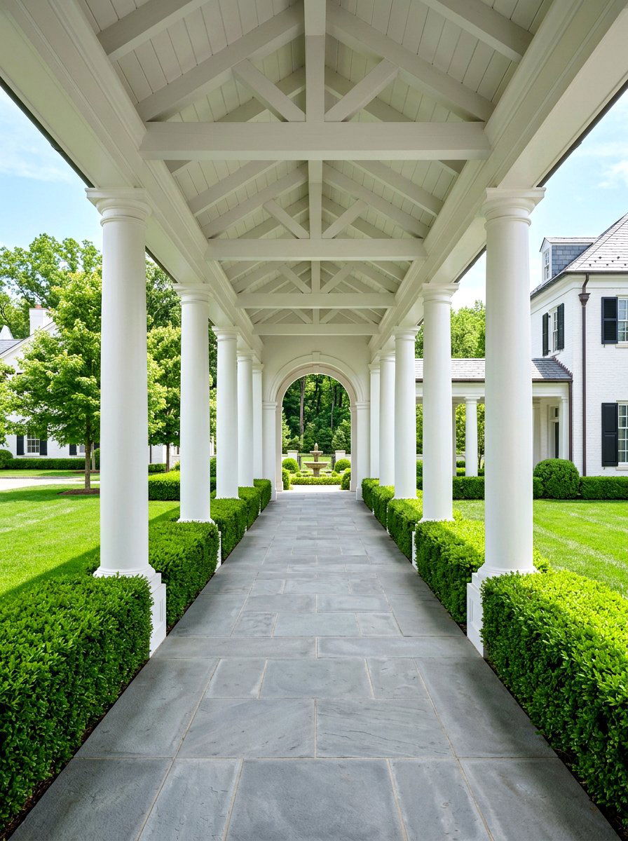Formal Boxwood Breezeway - 30 breezeway exterior ideas aesthetic