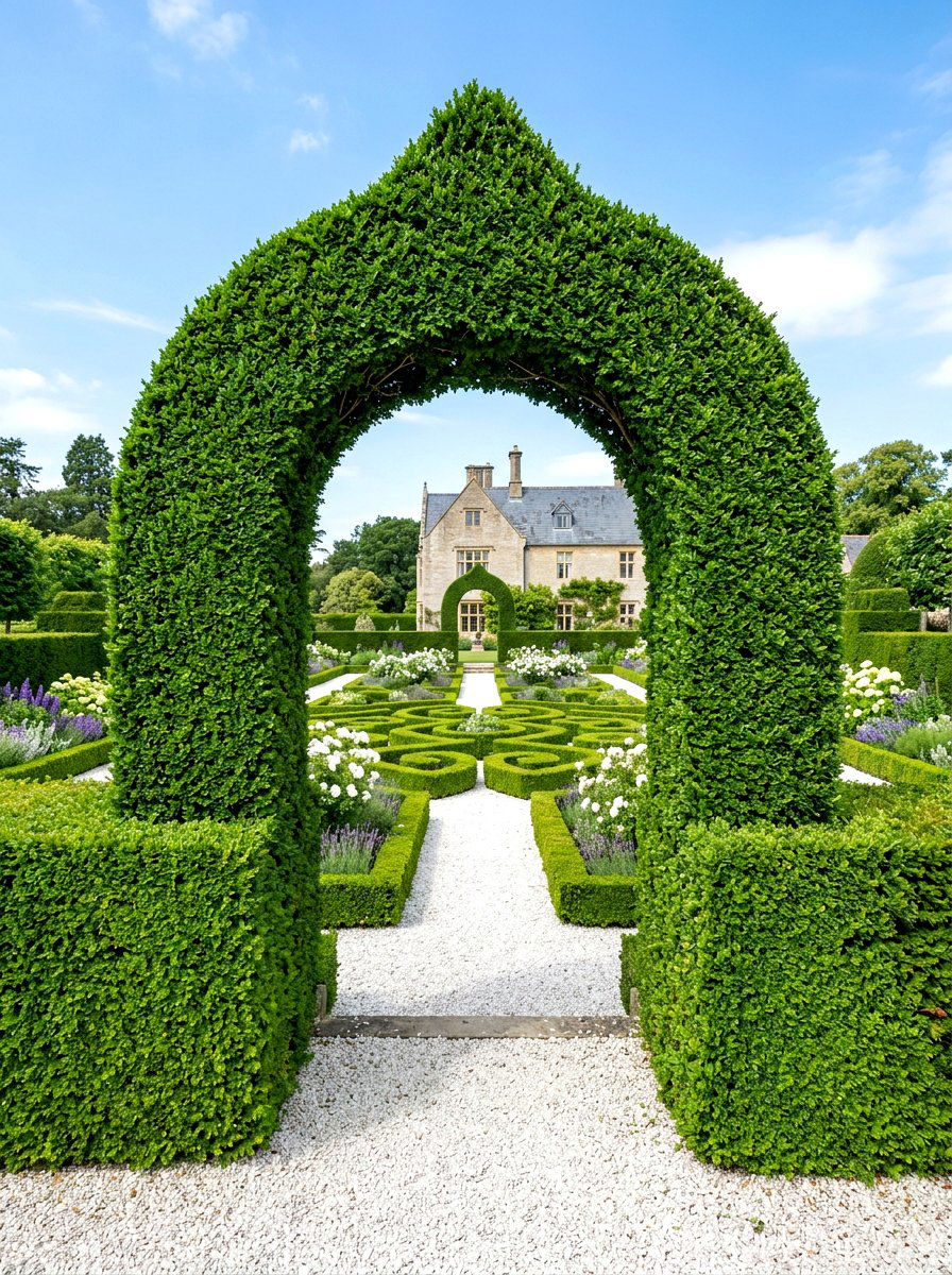 Formal Boxwood Hedge Arbor - 30 arbor garden entrance ideas