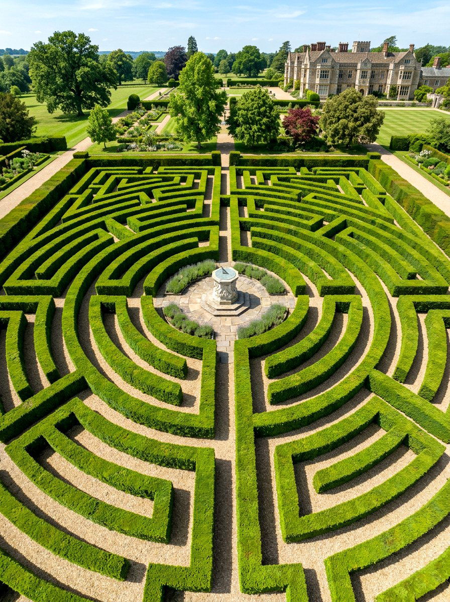 Formal Boxwood Hedge Maze - 30 secret garden ideas