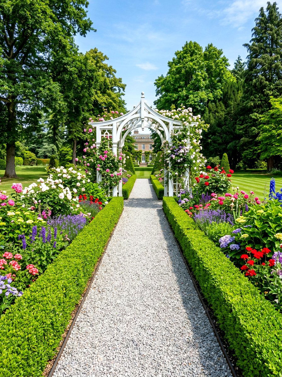 Formal Boxwood Path - 30 arbor walkway ideas