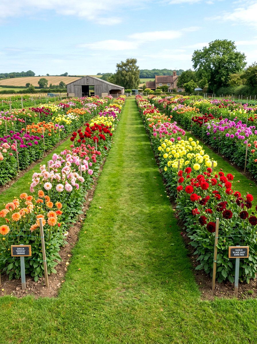 Formal Dahlia Rows - 30 dahlia cutting patch ideas