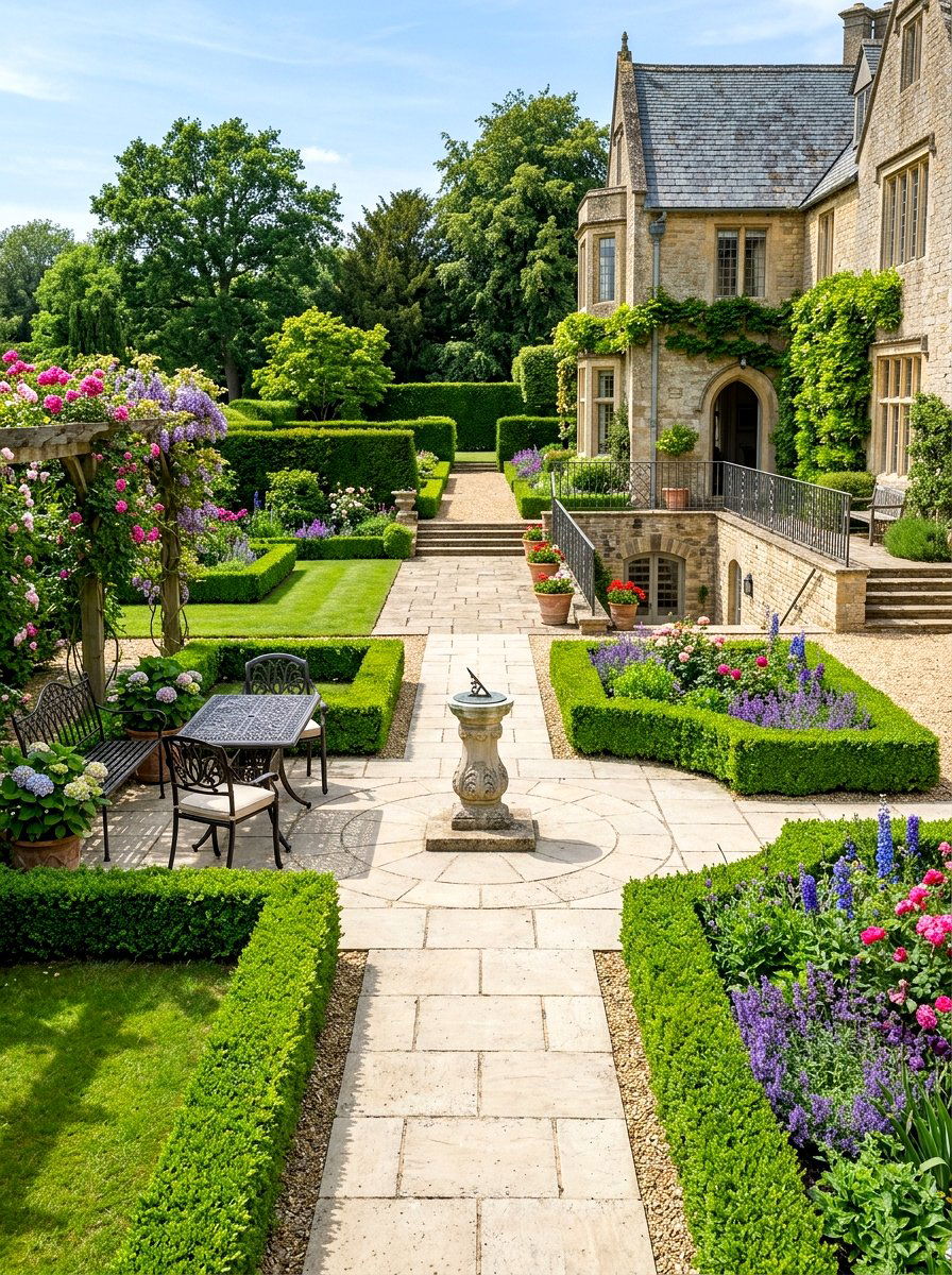 Formal English Garden Patio - 30 walkout basement patio ideas