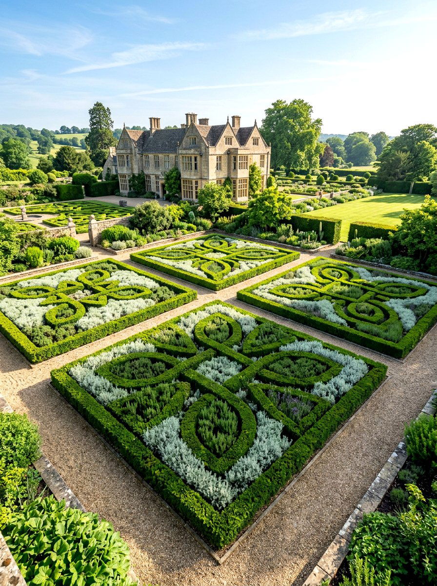 Formal English Knot Herb Garden - 30 herb garden bed ideas