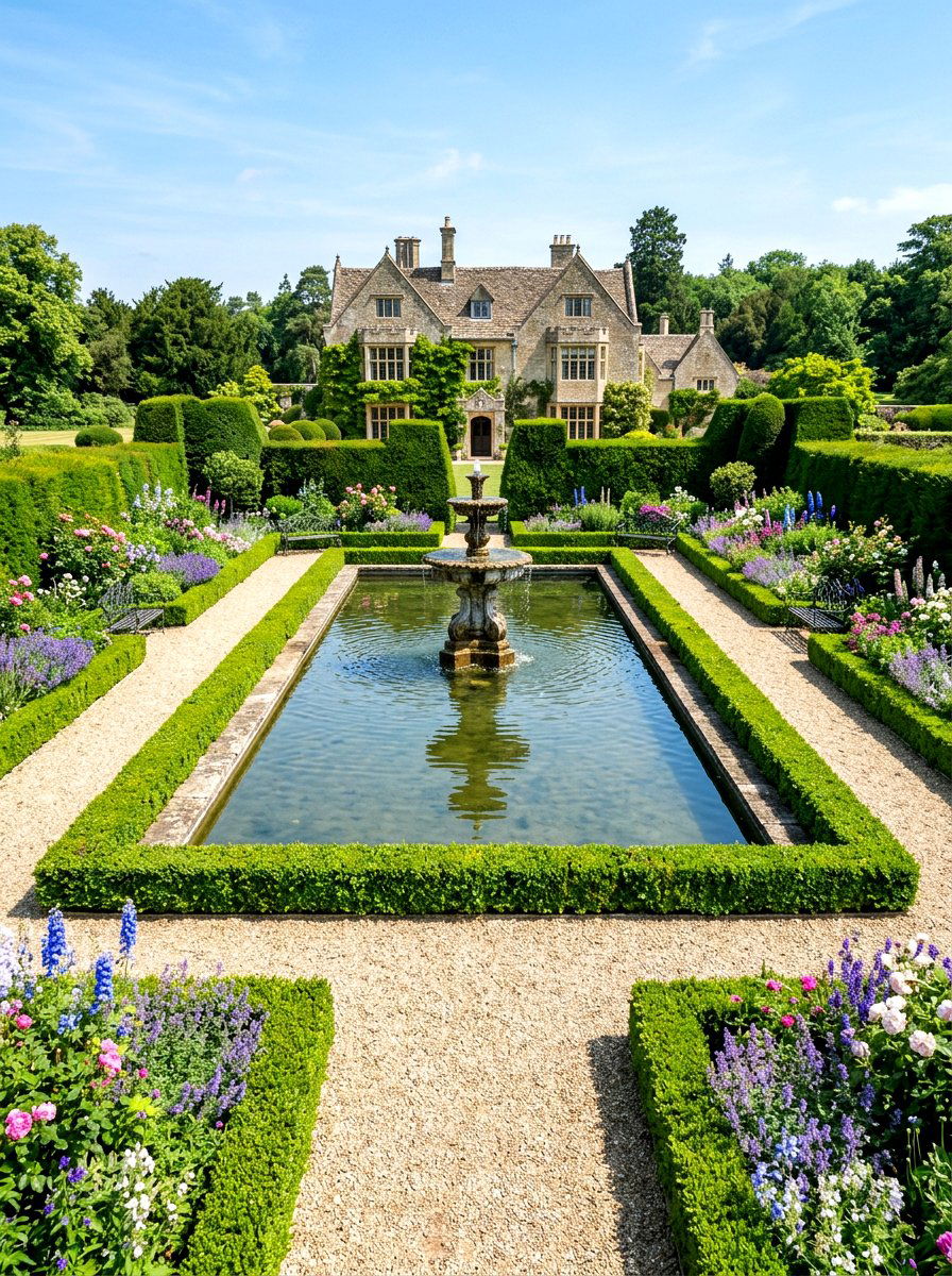 Formal English Pond - 30 backyard pond ideas