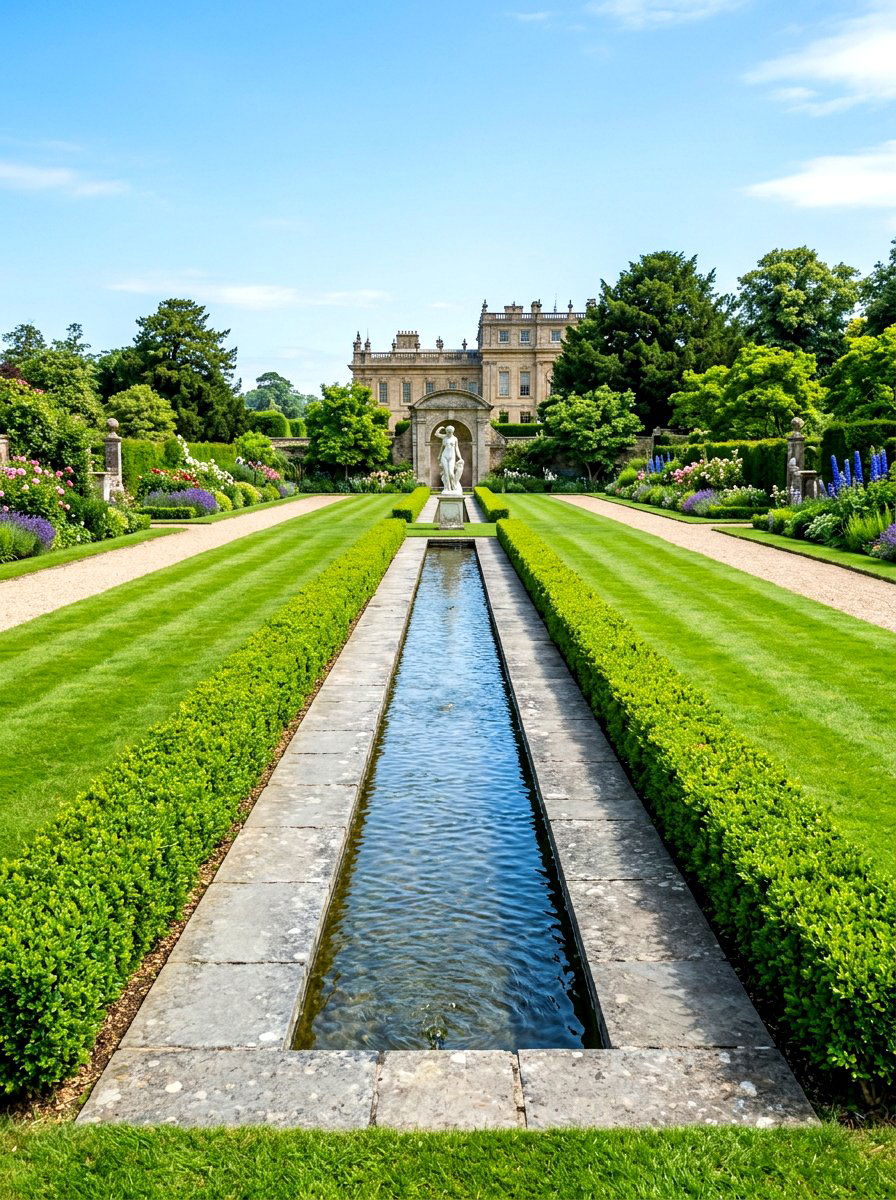 Formal Garden Rill - 30 water feature landscaping ideas