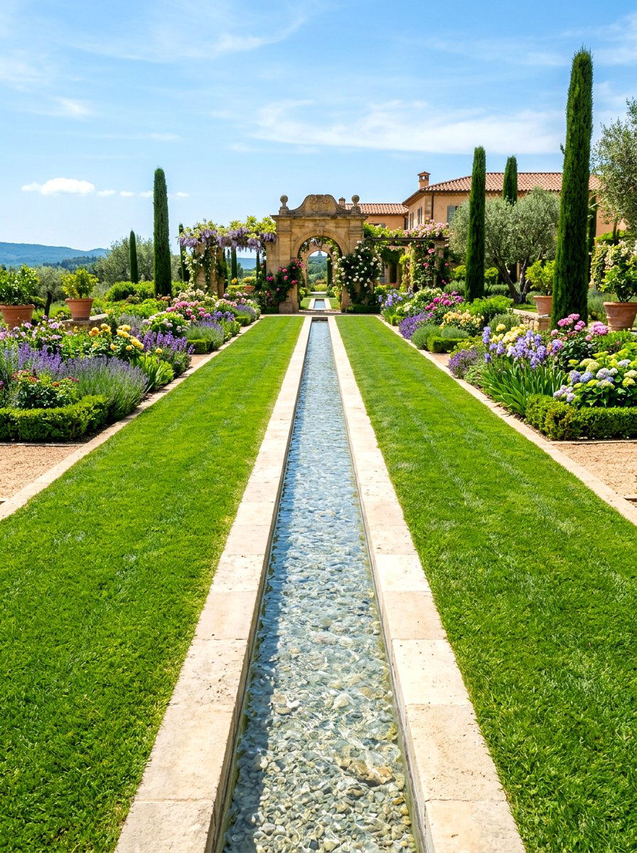 Formal Garden Rill - 30 backyard water feature ideas