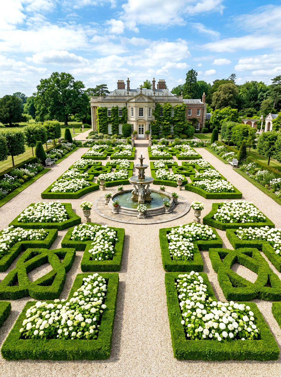 Formal Hydrangea Parterre - 30 hydrangea garden ideas