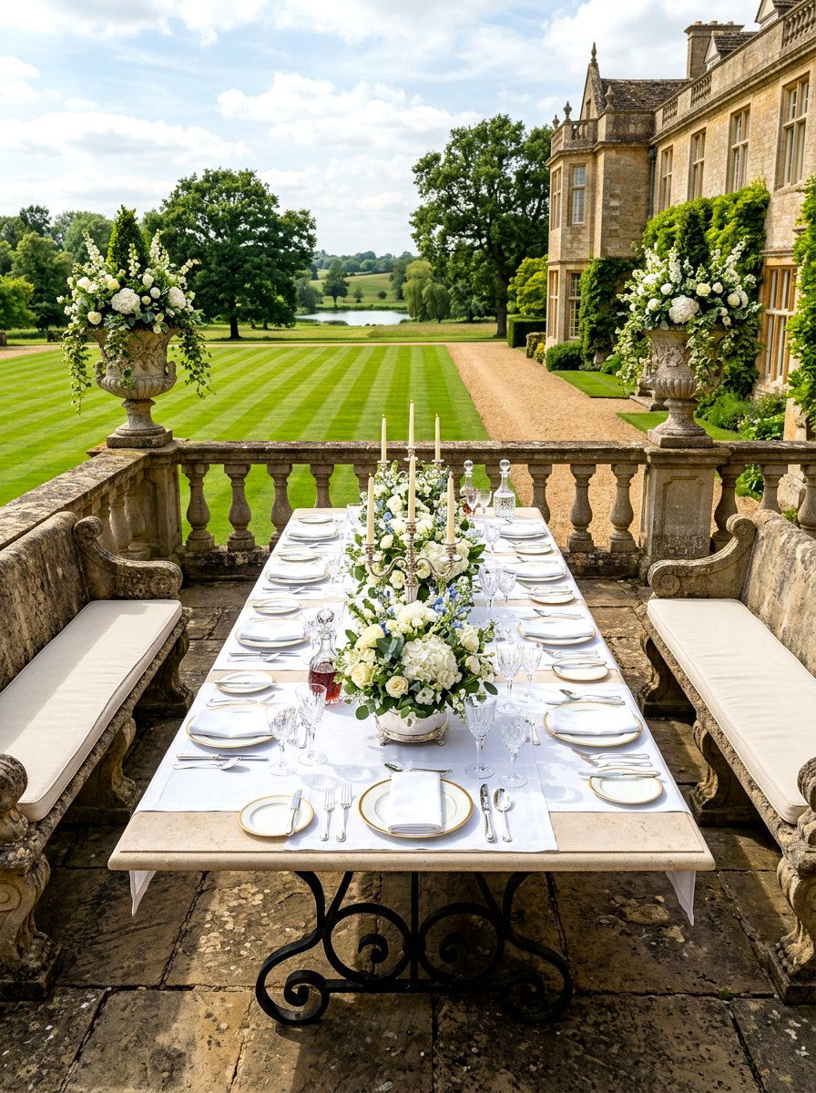 Formal Manor Terrace - 30 patio brunch setup ideas