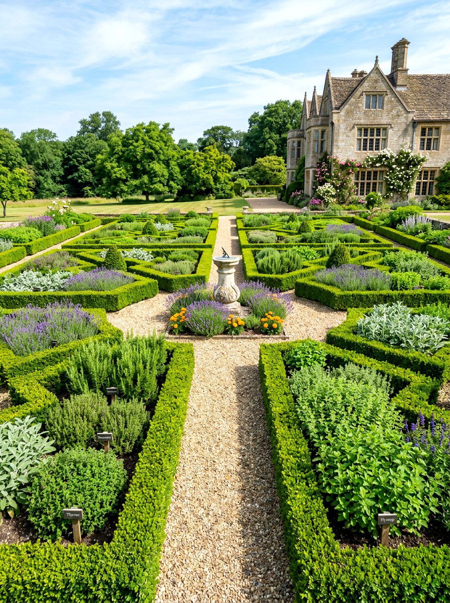Formal Parterre Herb Garden - 30 courtyard herb garden ideas