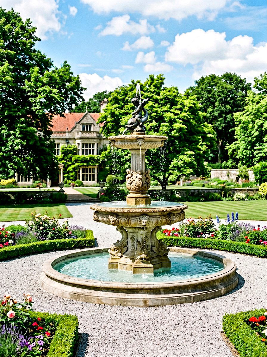Formal Pedestal Fountain - 30 garden fountain ideas