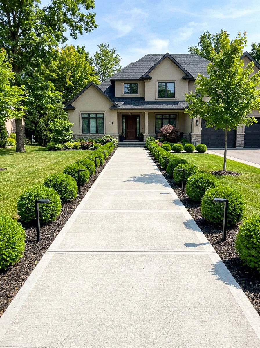 Formal Poured Concrete Path - 30 front garden path ideas