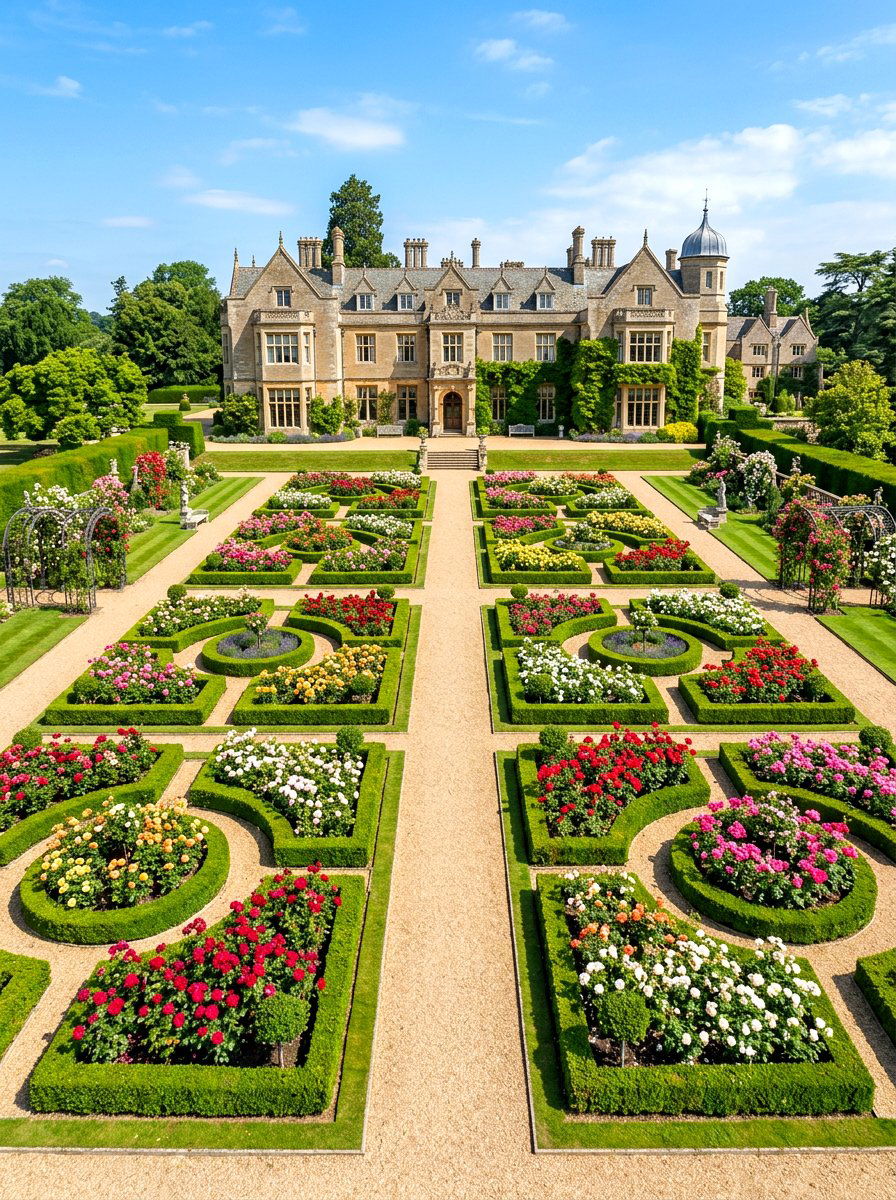 Formal Rose Parterre - 30 backyard rose garden ideas
