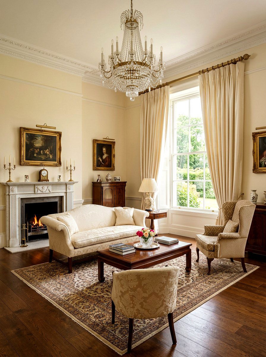 Formal Silk Tailored Living Room - 30 tailored drapery living room ideas