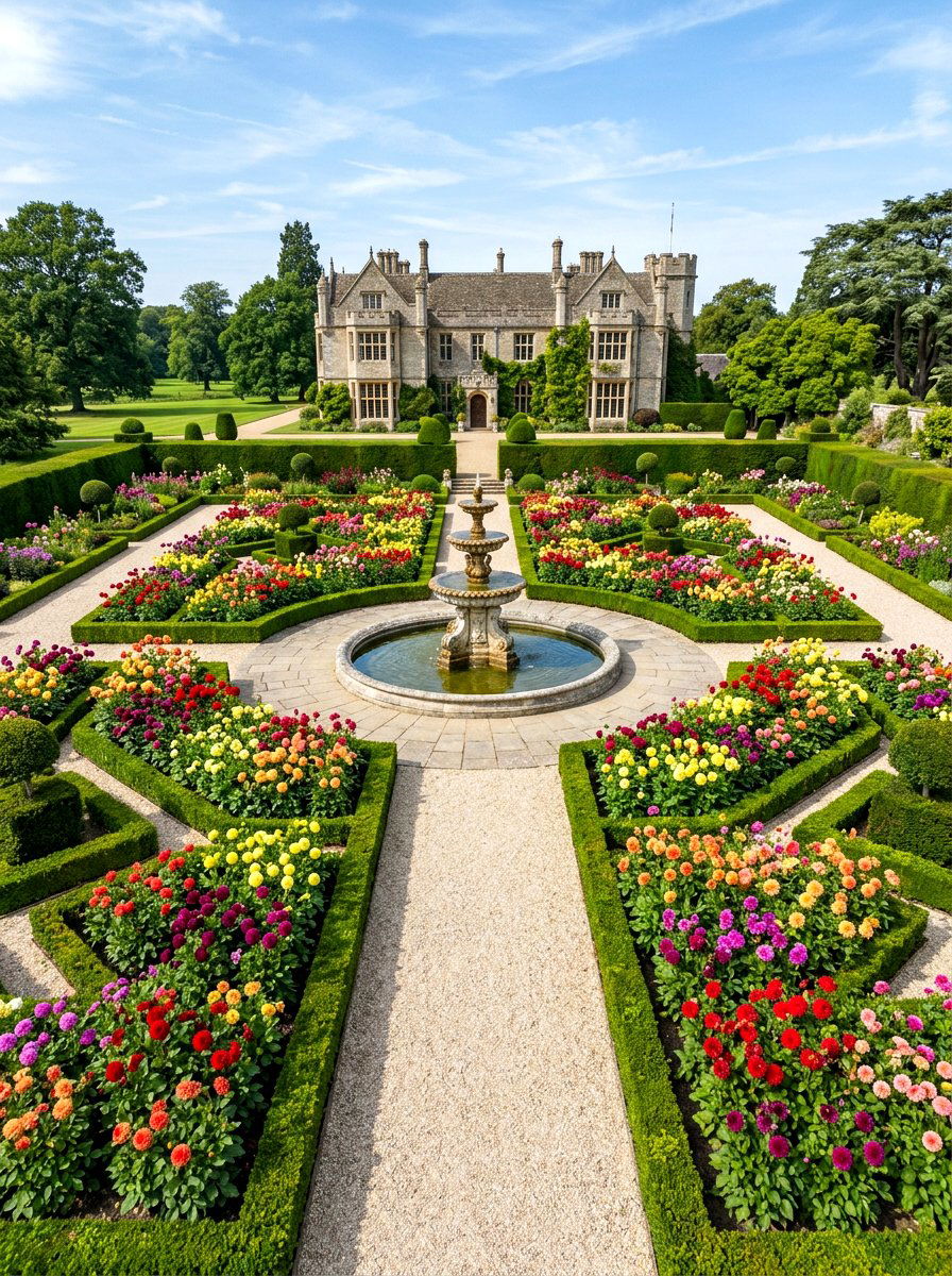 Formal Symmetrical Dahlia Garden - 30 dahlia garden ideas