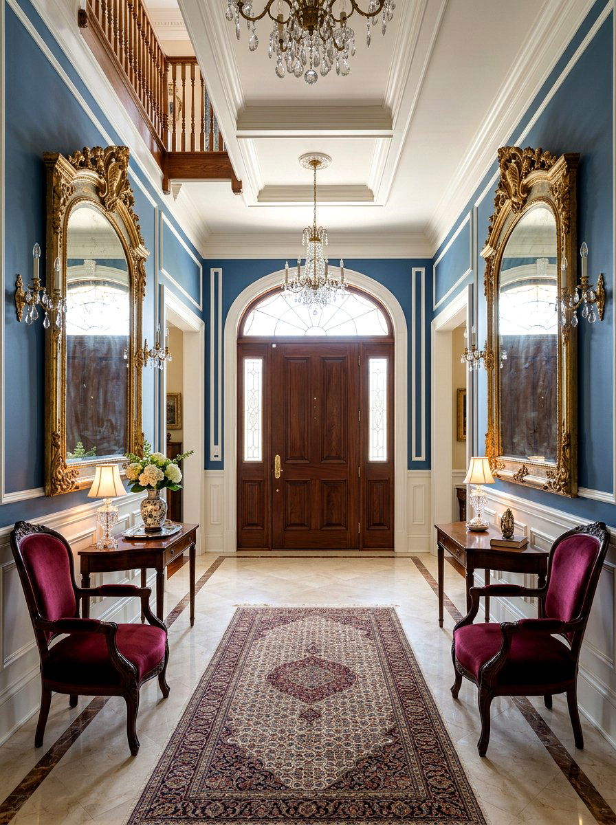 Formal Symmetrical Mirror Foyer - 30 antique mirror foyer ideas