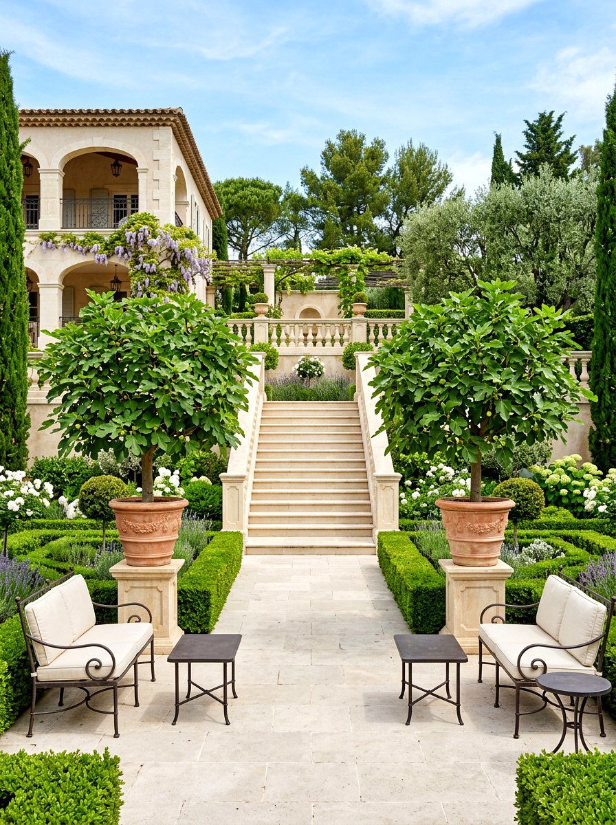 Formal Symmetrical Patio Fig Tree - 30 fig tree patio ideas