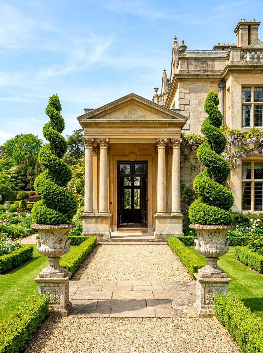 Formal Topiary Display - 30 portico landscaping ideas