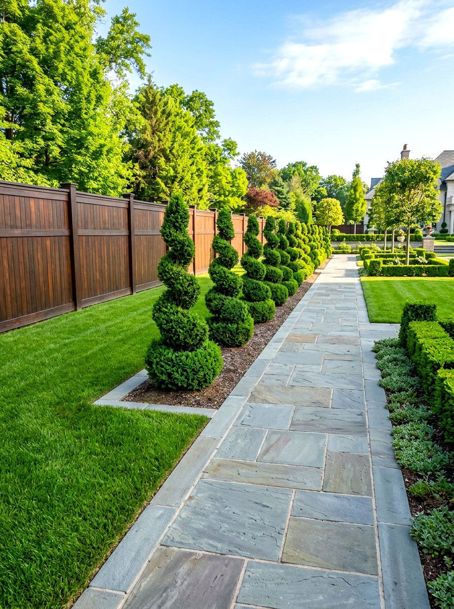Formal Topiary Garden - 30 fence line landscaping ideas