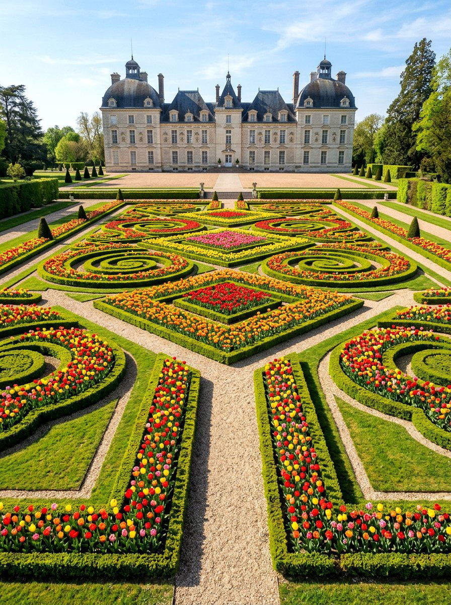 Formal Tulip Parterre - 30 tulip garden ideas