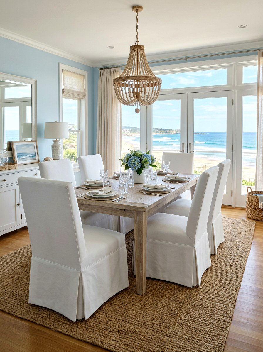 Formal box pleat slipcover chair - 30 pleated dining chair ideas