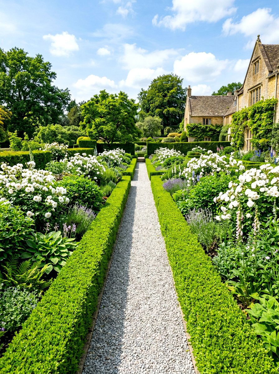 Formal boxwood hedge border - 30 quiet luxury curb appeal ideas