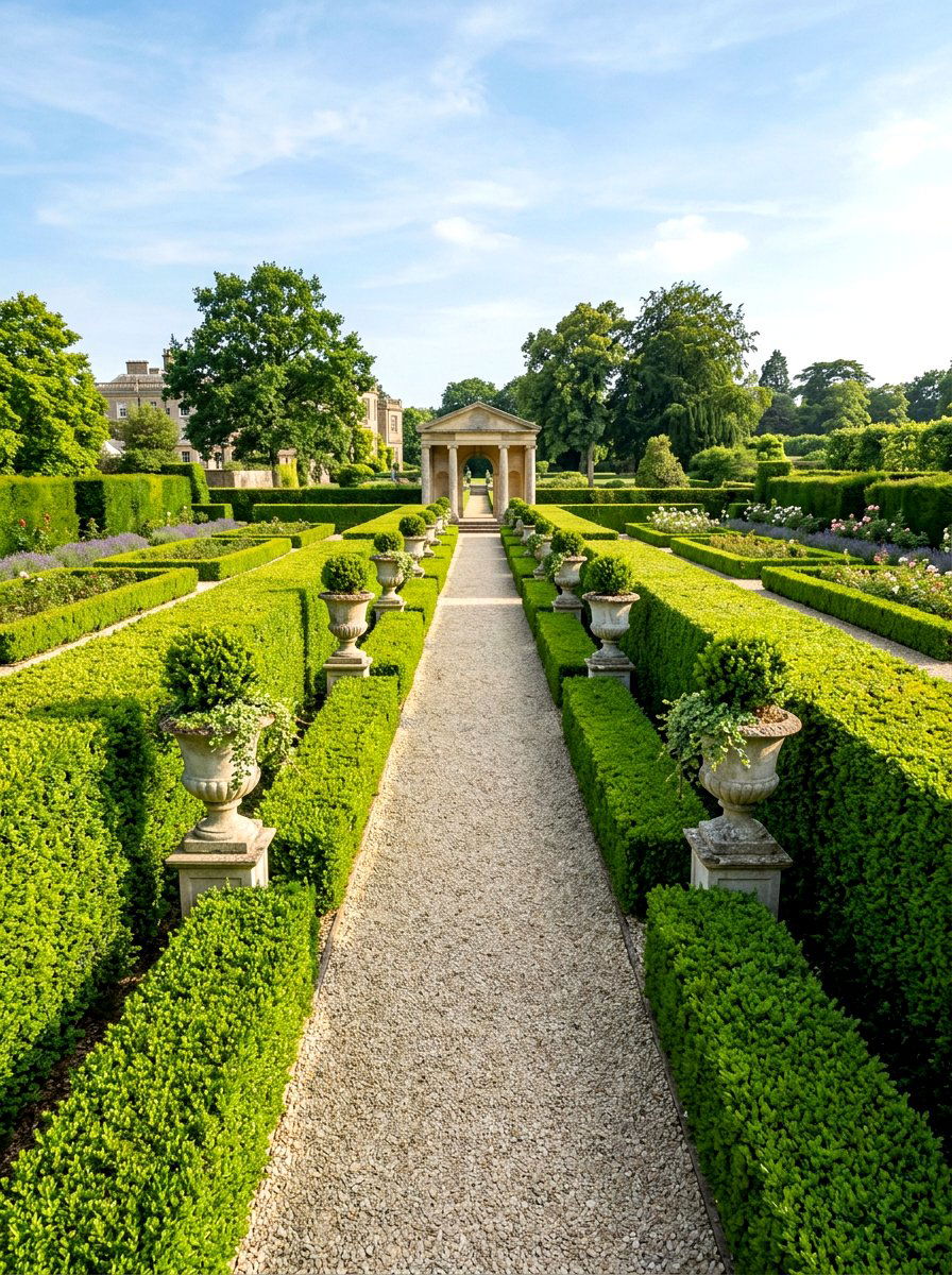 Formal boxwood hedge - 30 breezeway garden ideas
