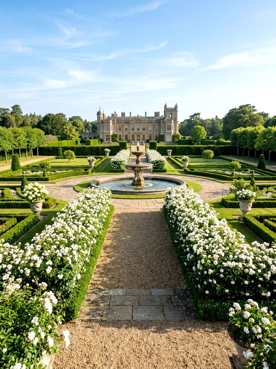 Formal clipped rose hedge - 30 rose hedge ideas