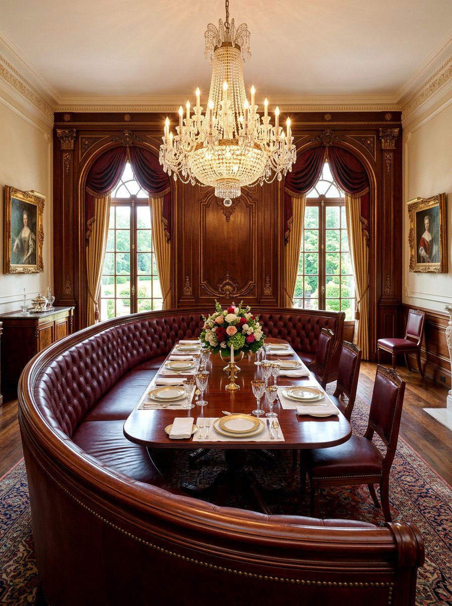 Formal dining curved bench - 30 curved banquette ideas