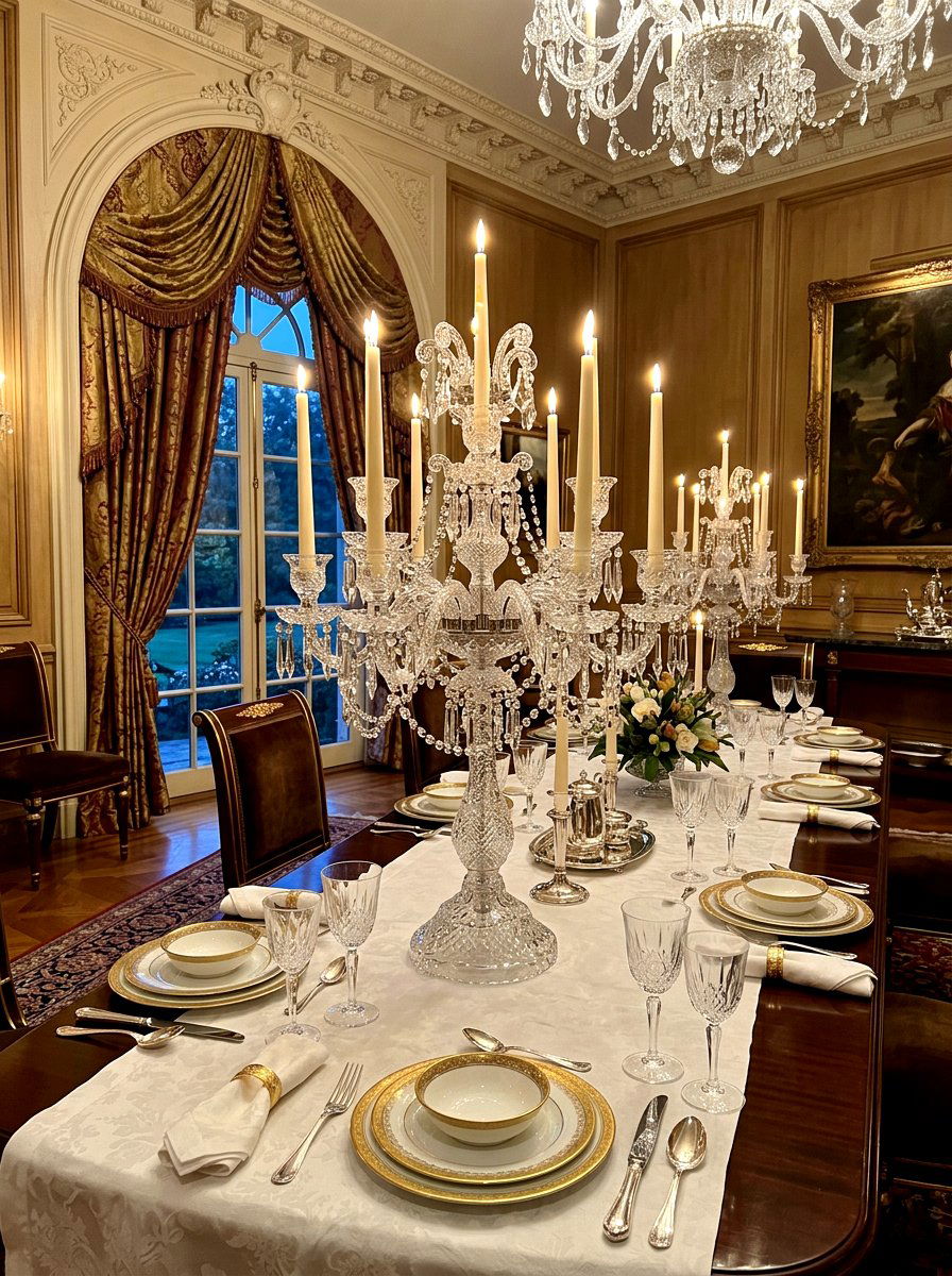 Formal dining room crystal candelabra - 30 candlelit dining room ideas aesthetic