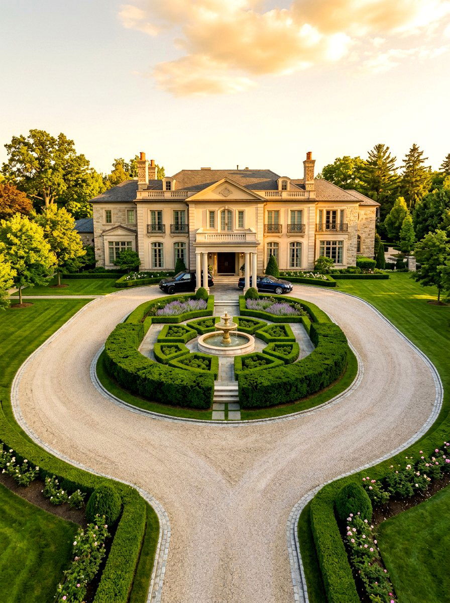 Formal estate front yard - 30 evergreen front yard ideas