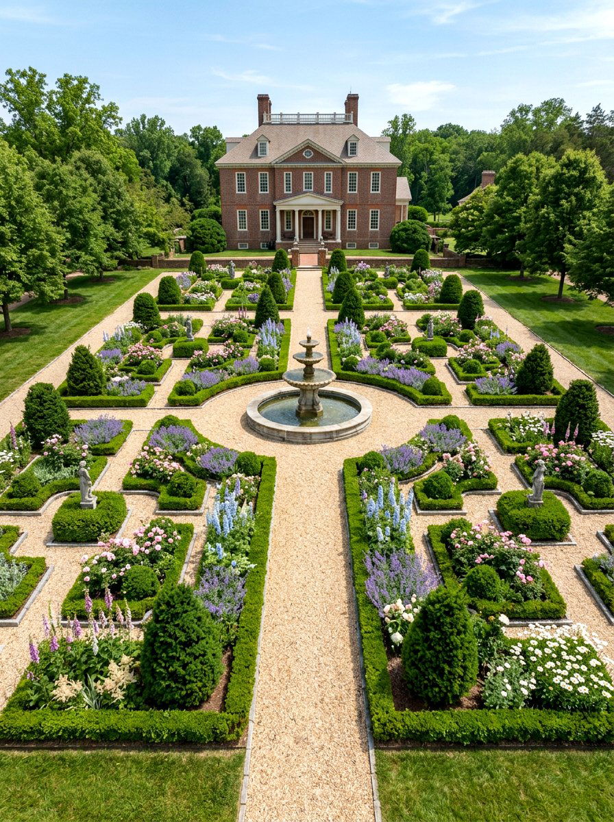 Formal garden layout - 30 colonial front yard ideas
