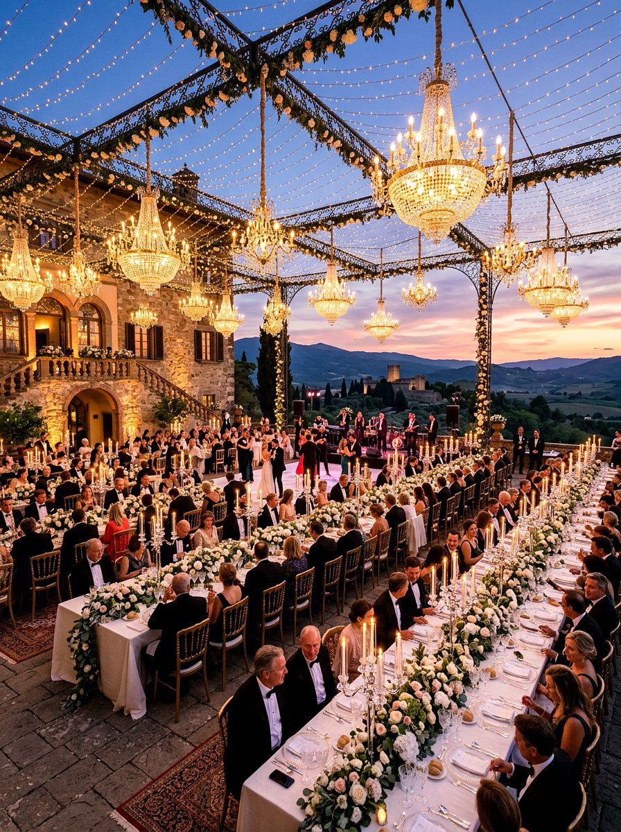 Formal outdoor terrace ballroom - 30 candlelit patio dinner ideas