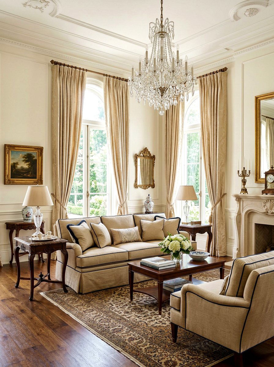 Formal sitting room skirted sofa - 30 skirted sofa ideas