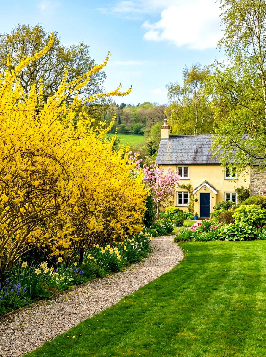 Forsythia Spring Hedge - 30 house front hedge ideas