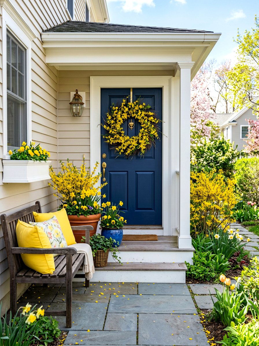 Forsythia Wreath - 30 door wreath ideas