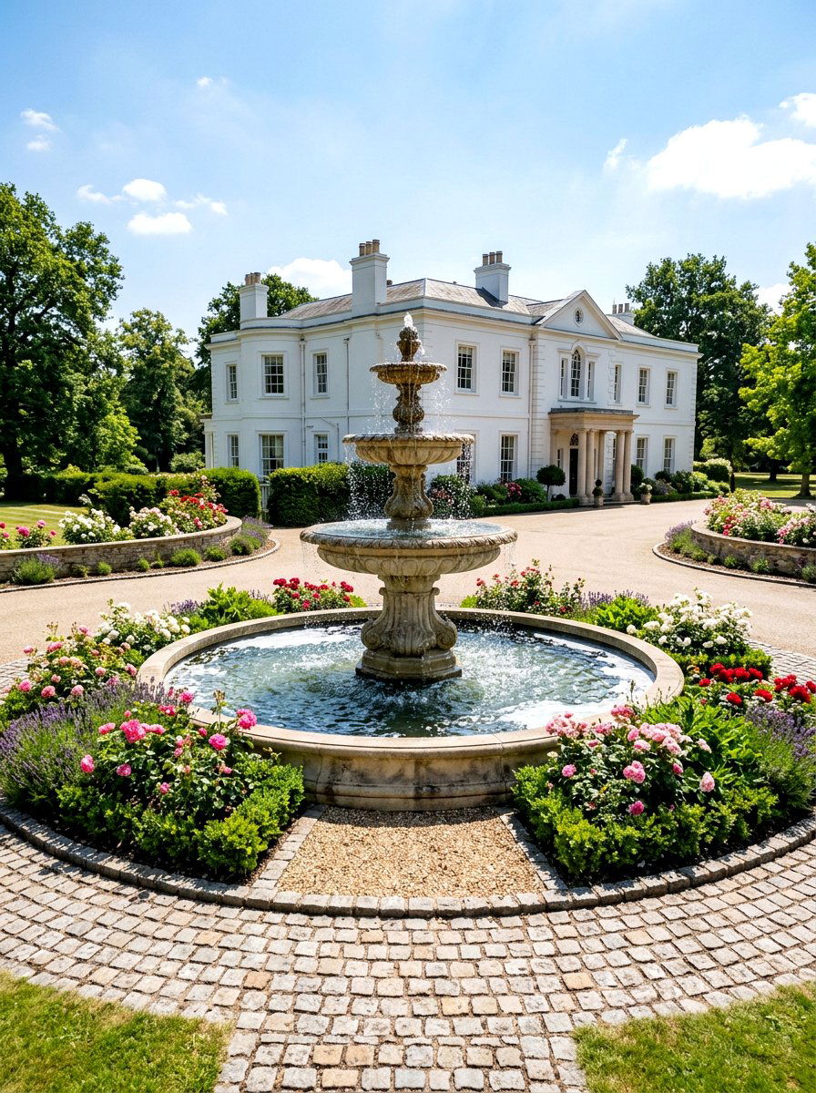 Fountain Circular Driveway - 30 circular driveway ideas