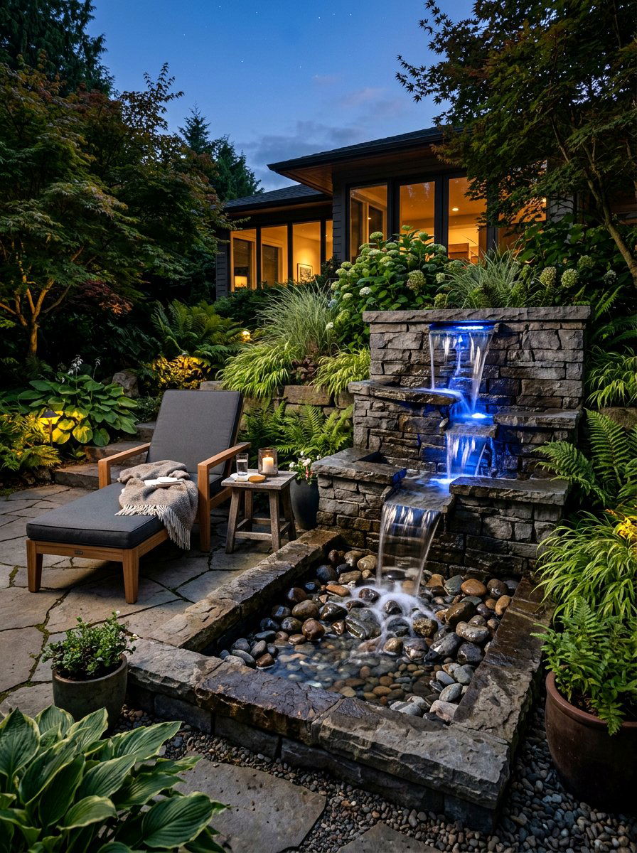 Fountain patio - 30 twilight patio decor ideas