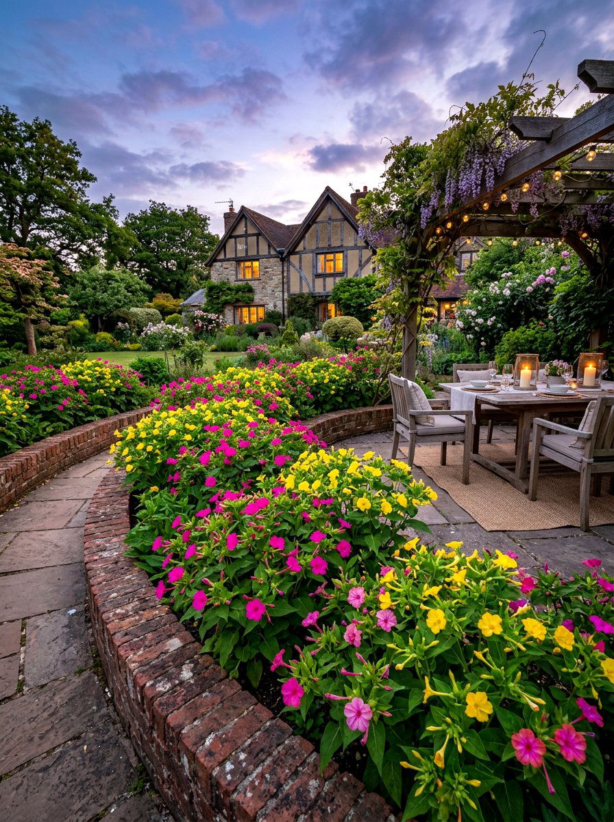 Four OClock Flower Bed - 30 evening fragrance garden ideas