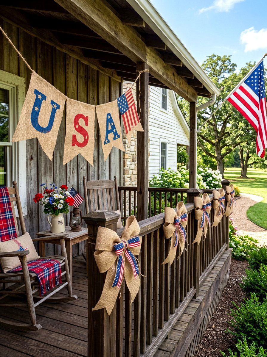 Fourth Of July Burlap Decor - 30 patriotic porch ideas