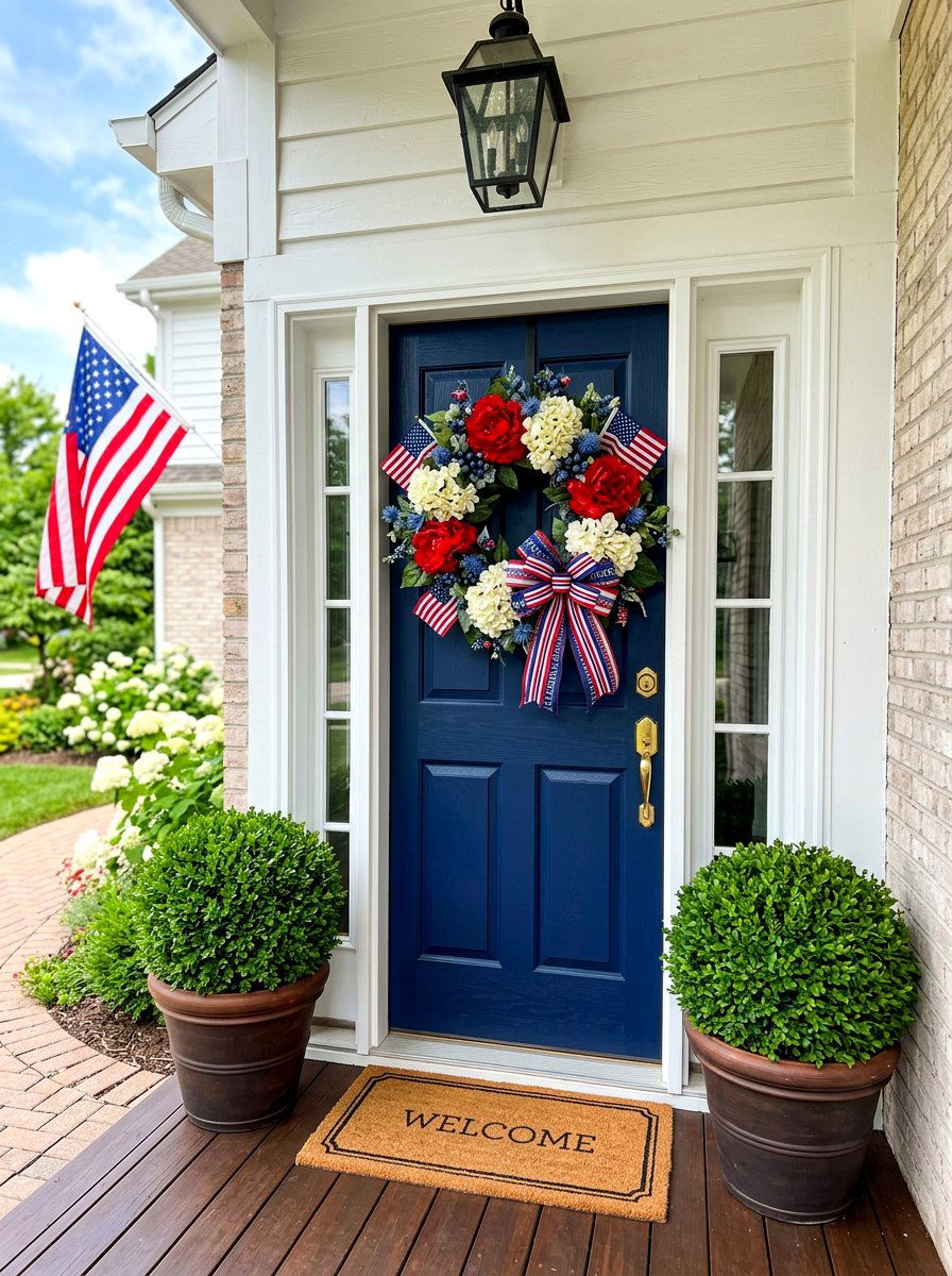 Fourth Of July Door Wreath - 30 patriotic porch ideas