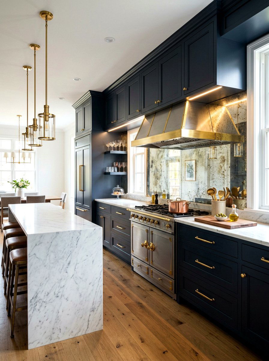 Foxed Mirror Backsplash - 30 antique mirror wall ideas