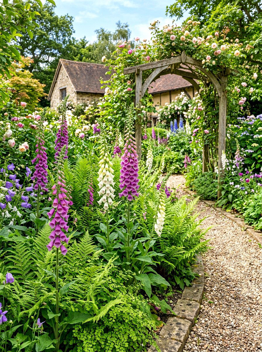 Foxglove And Fern Border - 30 woodland fern border ideas