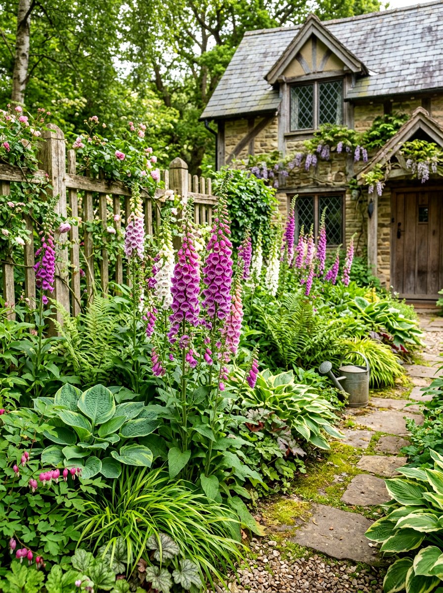 Foxglove Shade Garden - 30 woodland shade garden ideas