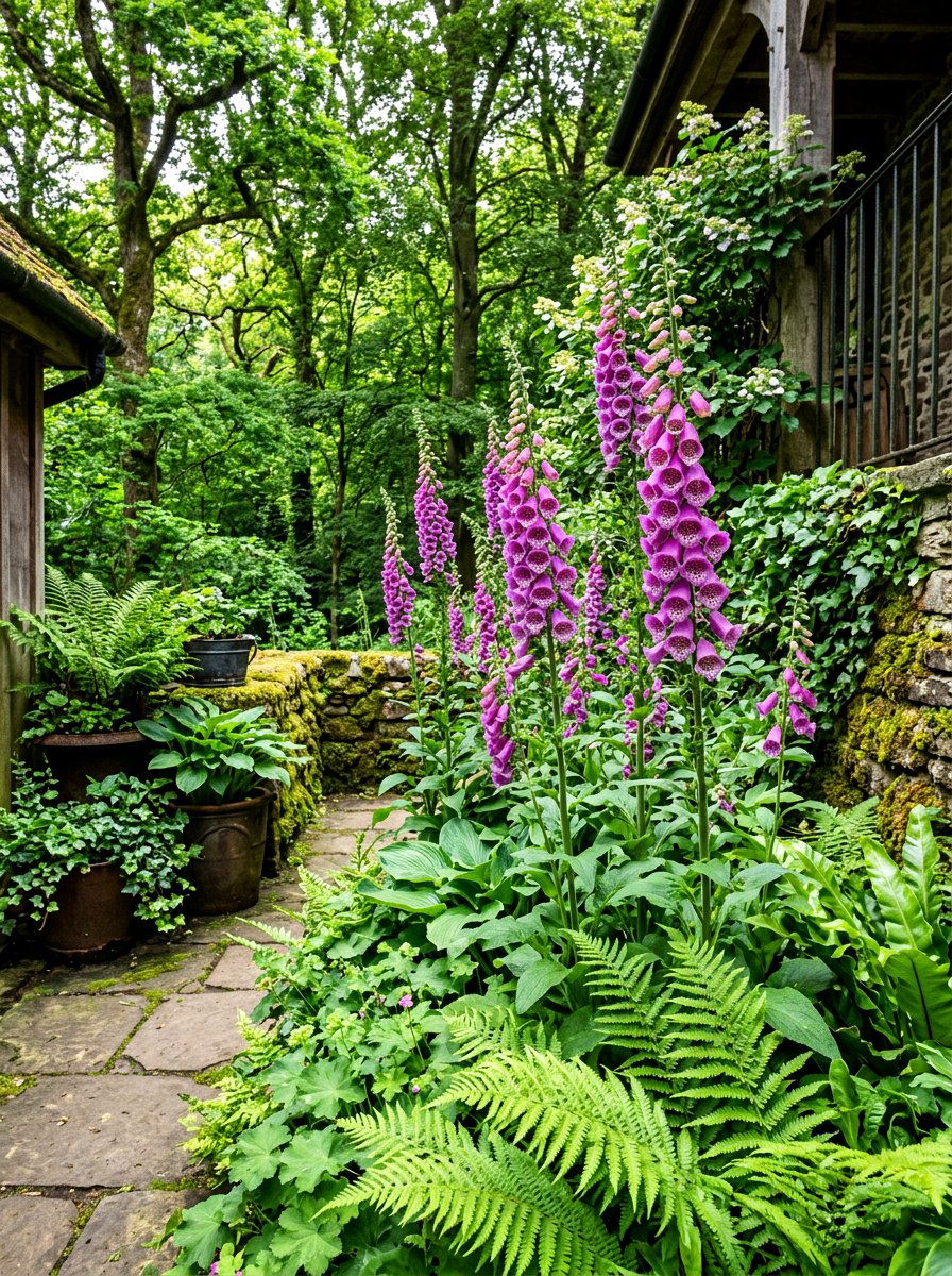Foxglove shade garden - 30 balcony cut flower garden ideas