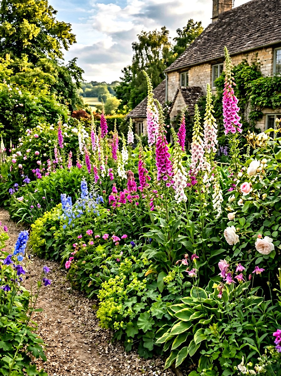 Foxgloves In Borders - 30 English garden ideas