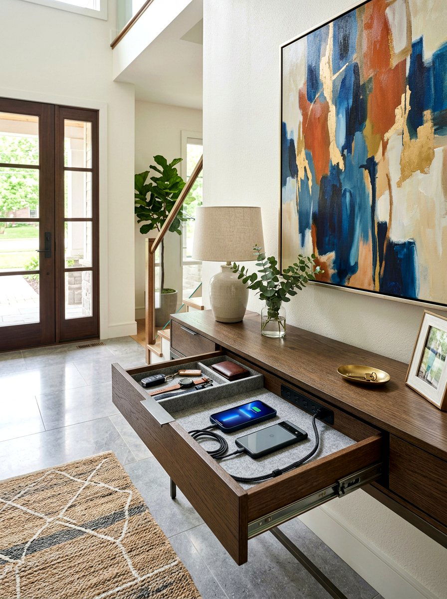 Foyer Charging Drawer - 30 hidden charging drawer ideas
