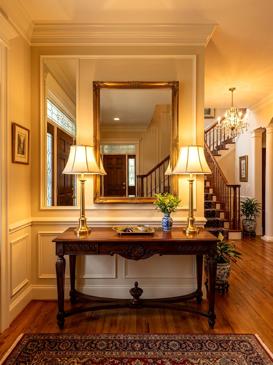 Foyer Table Lamp Setup - 30 layered entry table ideas